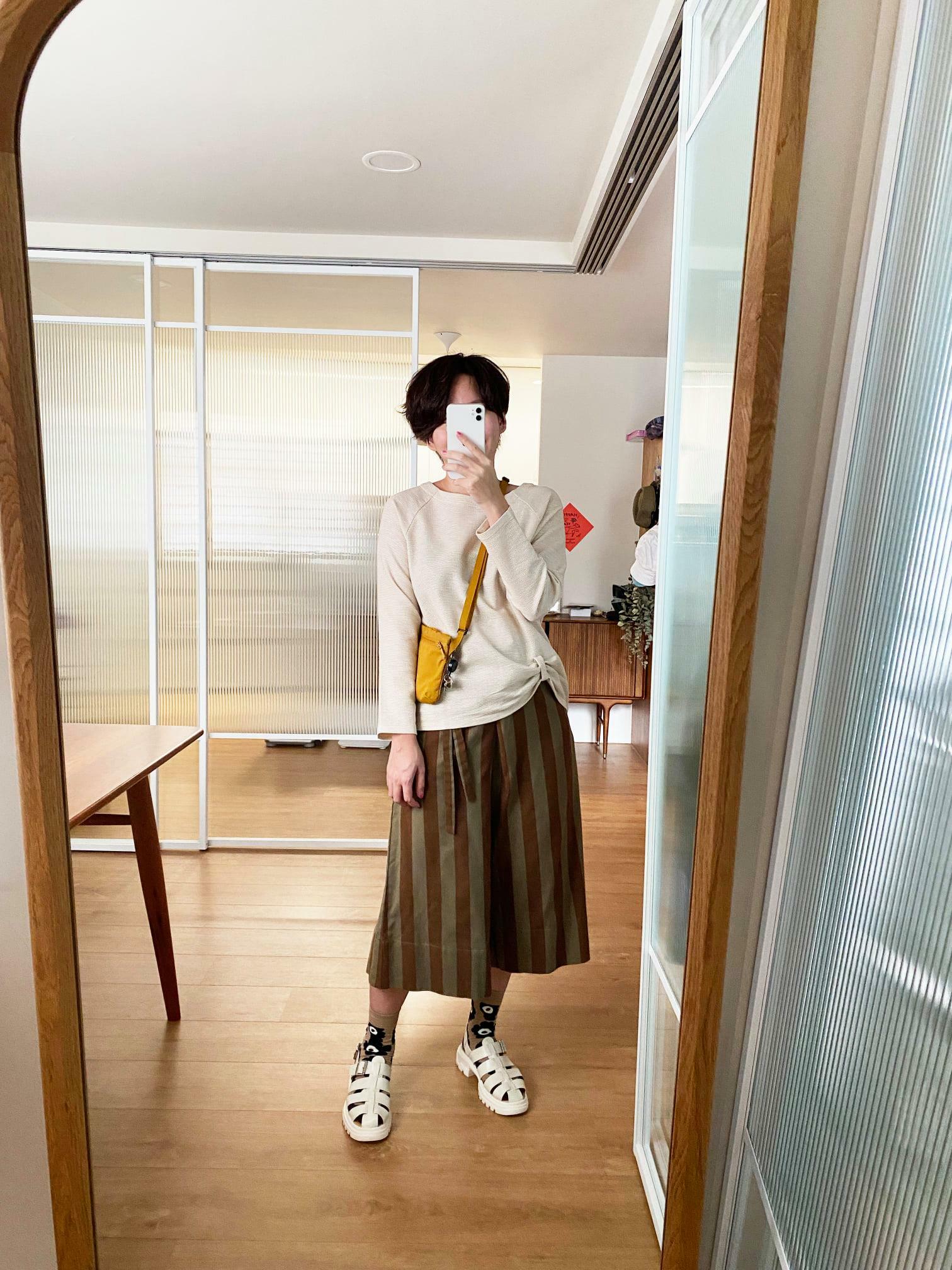 公路電影條紋綁帶褲裙-洛杉磯午霞