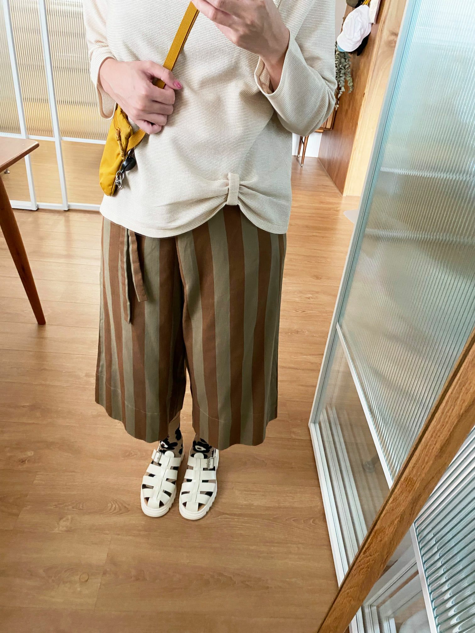 公路電影條紋綁帶褲裙-洛杉磯午霞