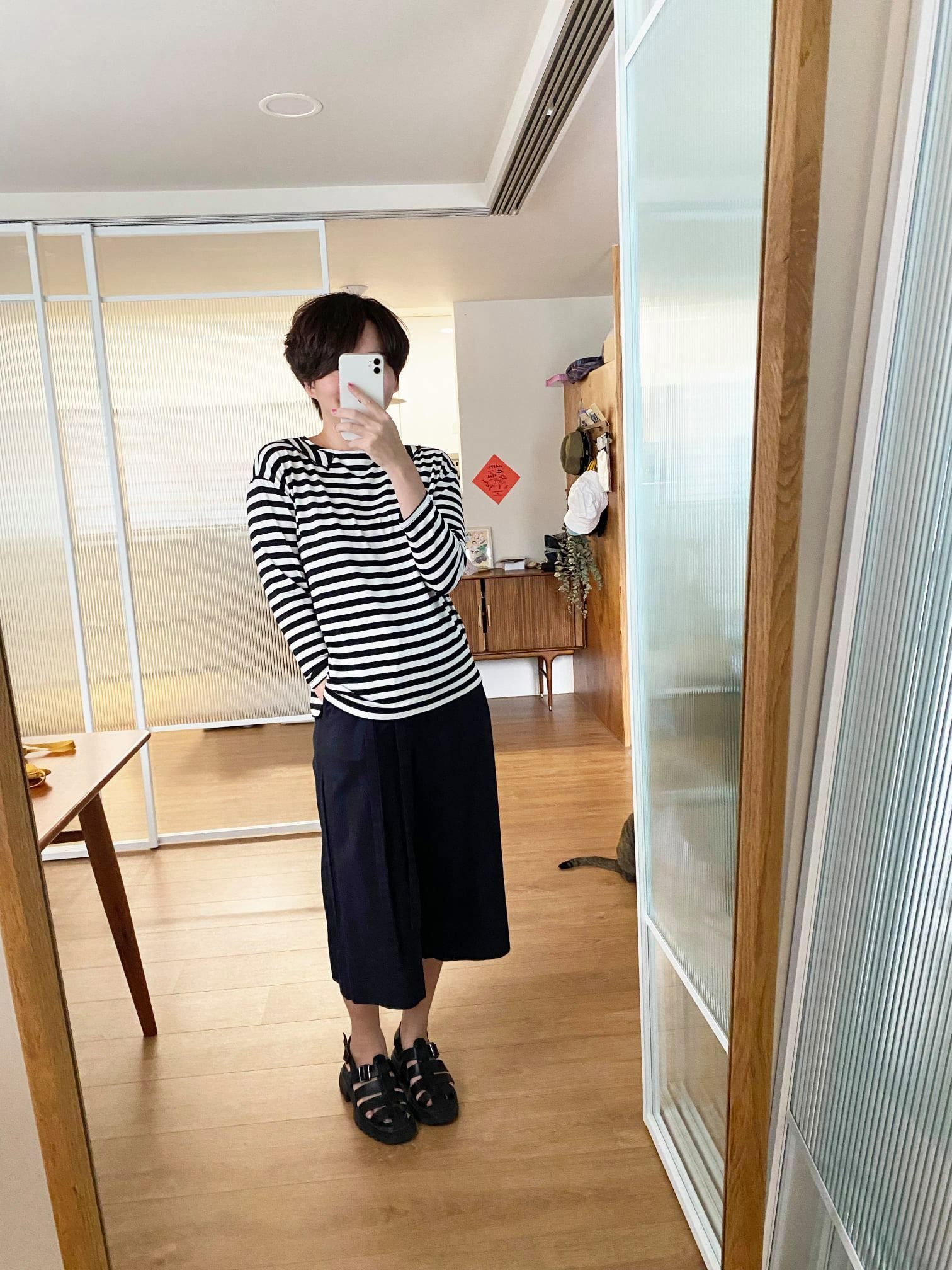 公路電影條紋綁帶褲裙-加州夜車