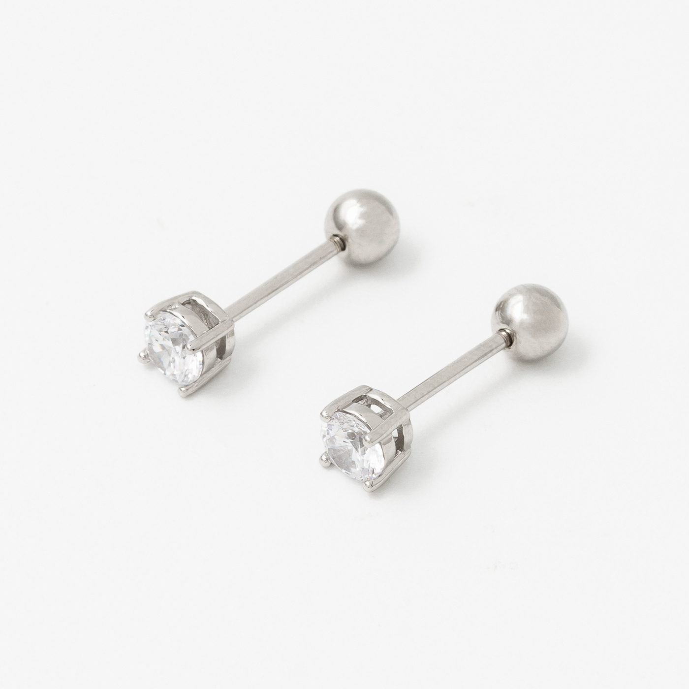 純銀,單鑽,鎖珠,耳環