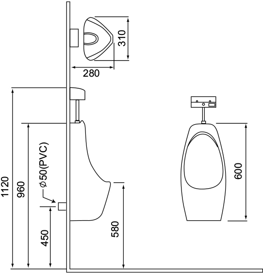 摩登 掛式便斗 U-3005 / M-262