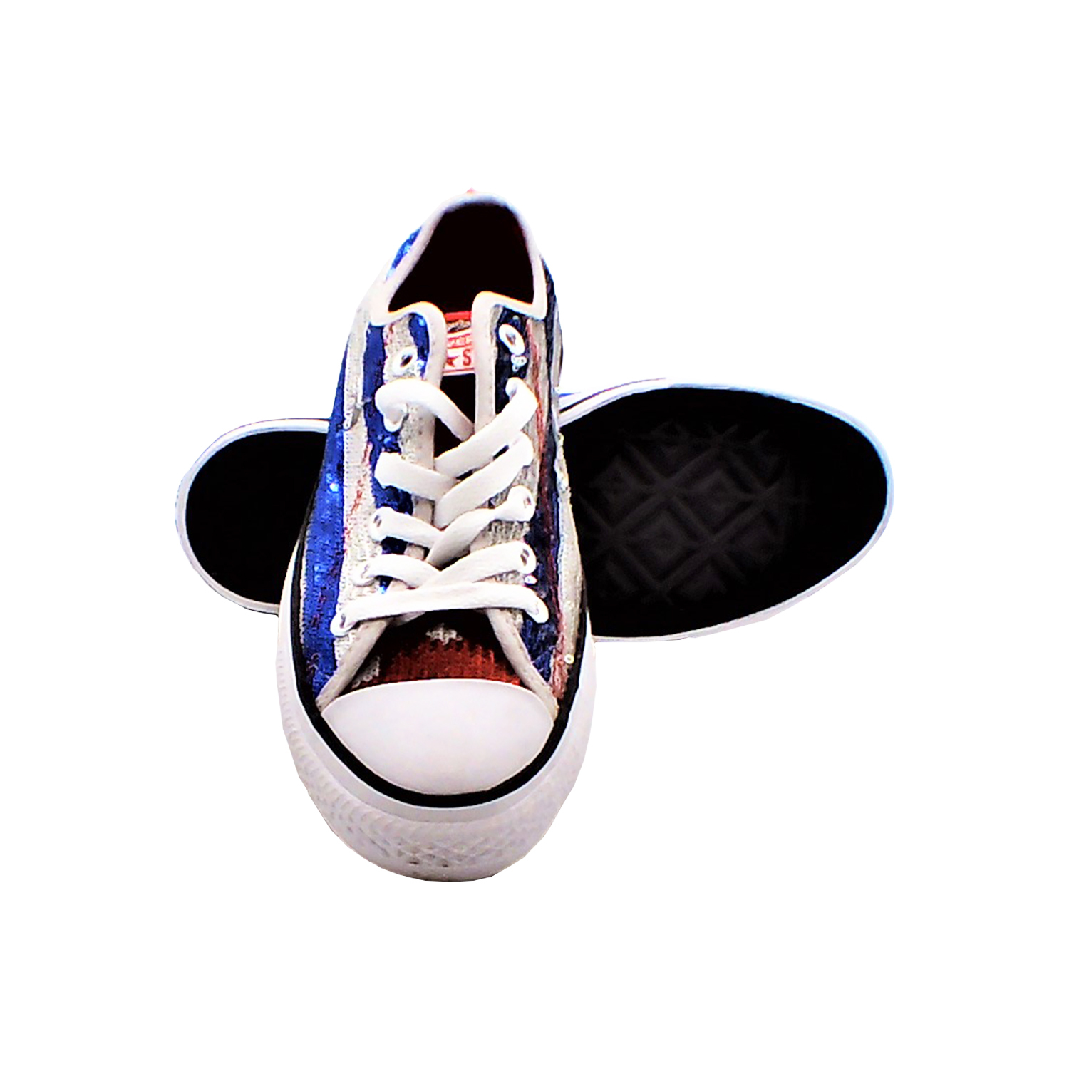 Converse - 女款低幫休閒帆布鞋(藍白紋)