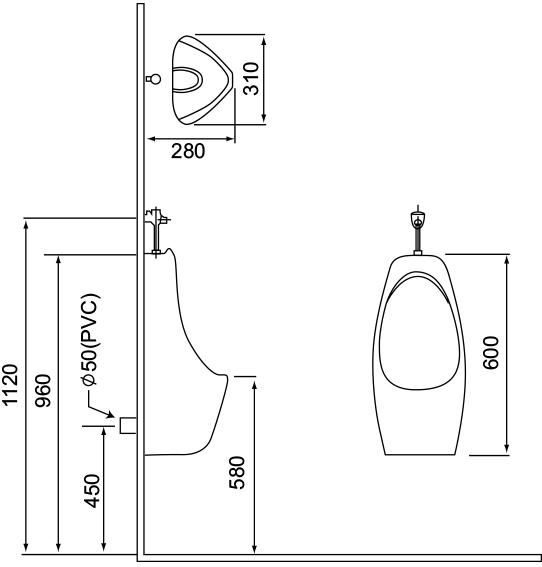 摩登 掛式便斗 U-3005 / M-707-1
