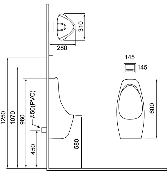 摩登 掛式便斗 U-3005A / M-262B