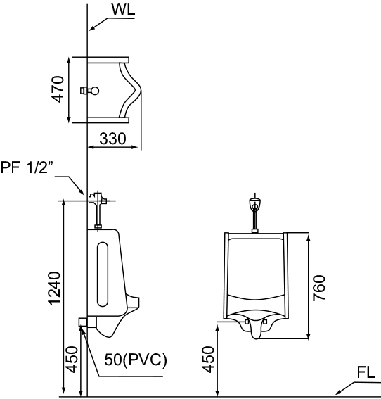 摩登 掛式便斗 U-3028 / M-707