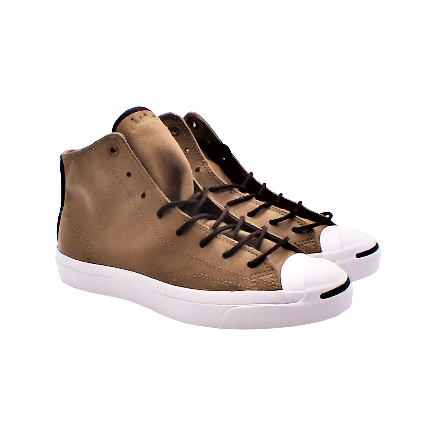 Converse - 男款高幫皮質開口笑板鞋(棕色)