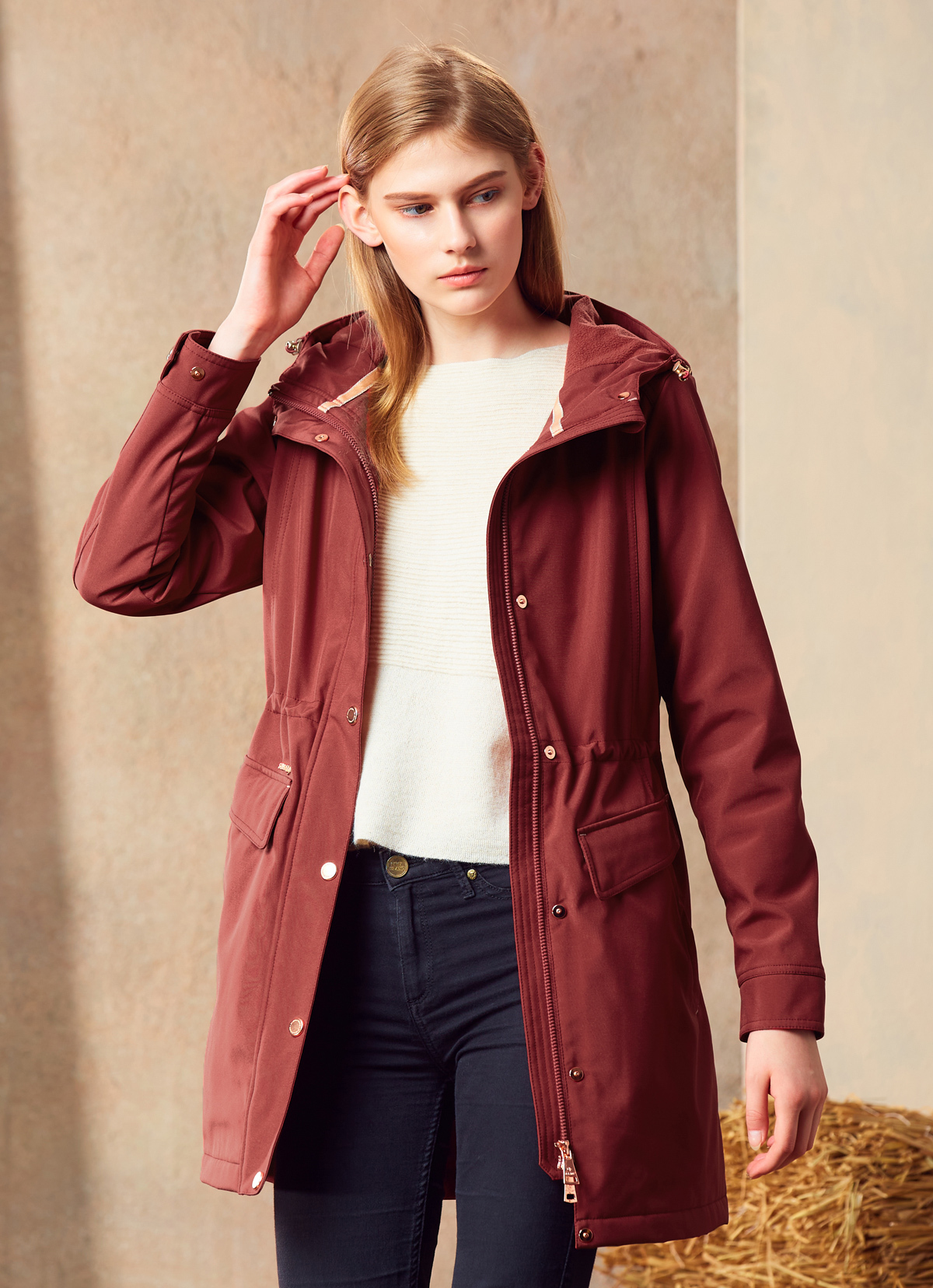 【惜福品】美國軍規抗菌防水立體剪裁精品派克大衣-2152WJ-磚紅色