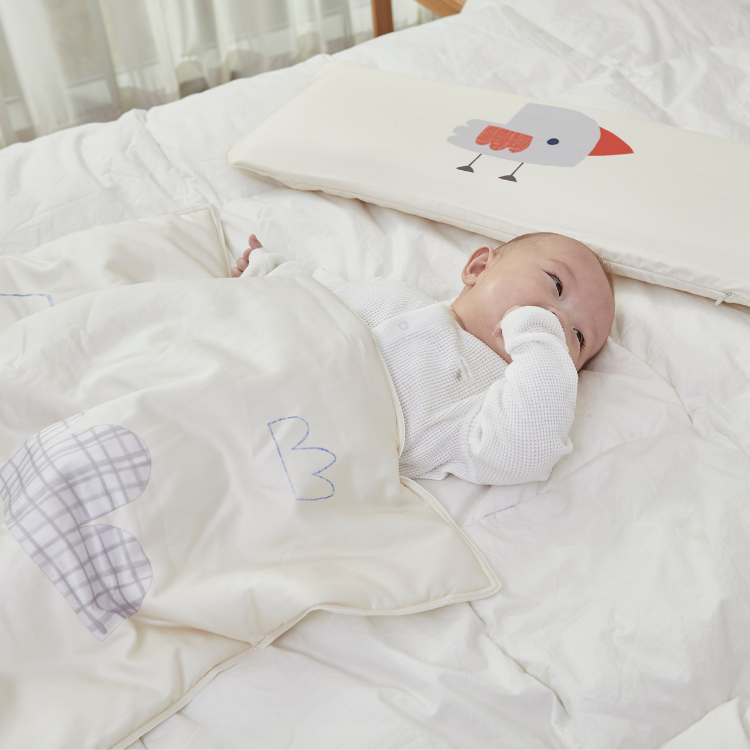 親膚抗菌防蹣寶貝毯M【小鳥Rozi】-韓國Kangaruru袋鼠寶寶甜睡安全寢具