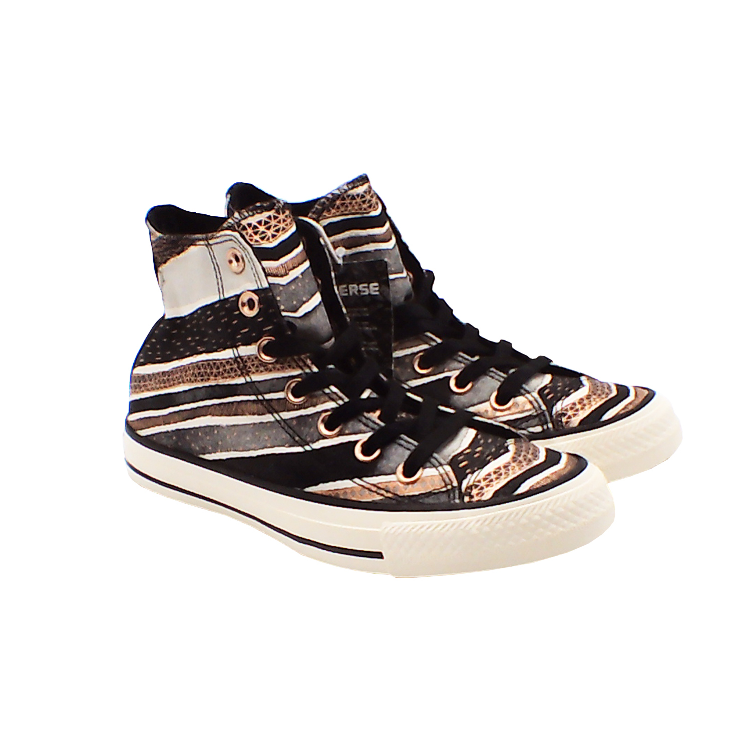 Converse - 女款復古條紋高幫休閒帆布鞋