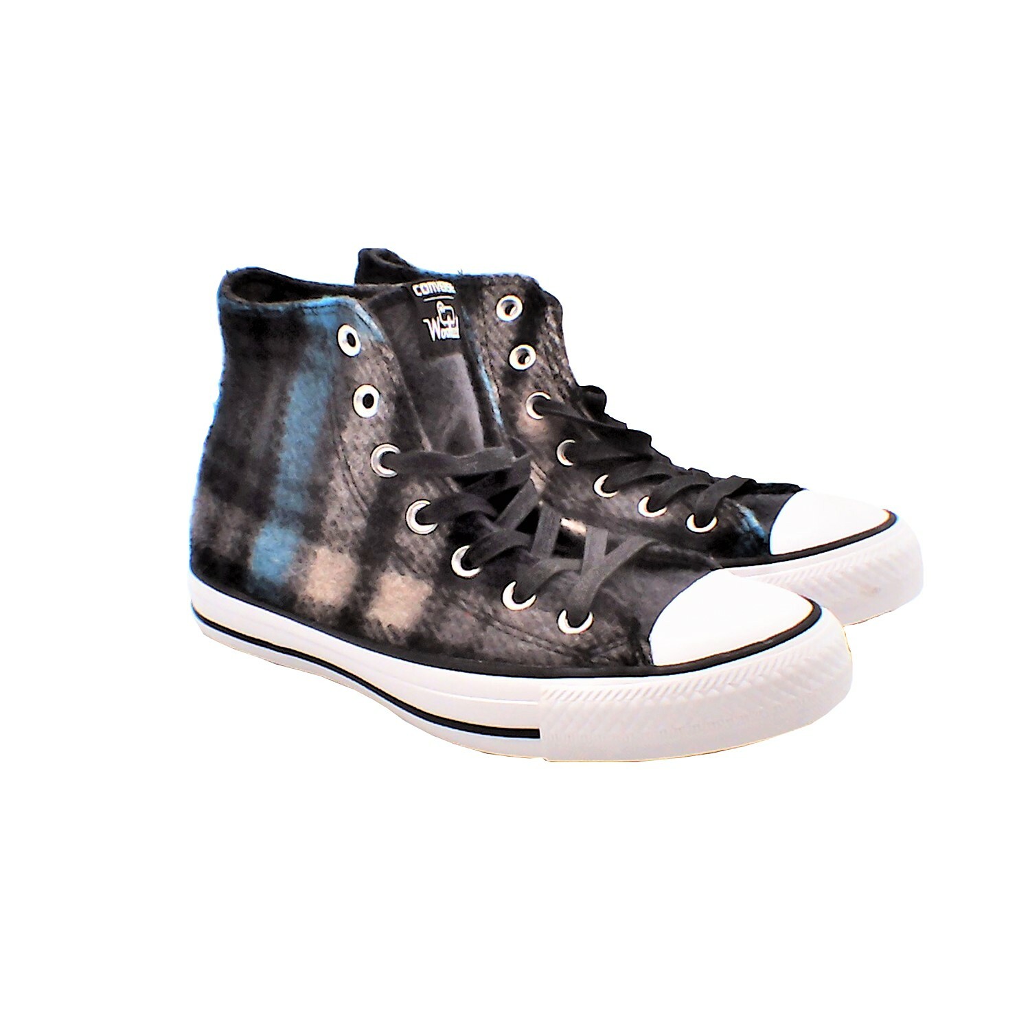 Converse - 女款格子花紋高幫帆布鞋(黑色)