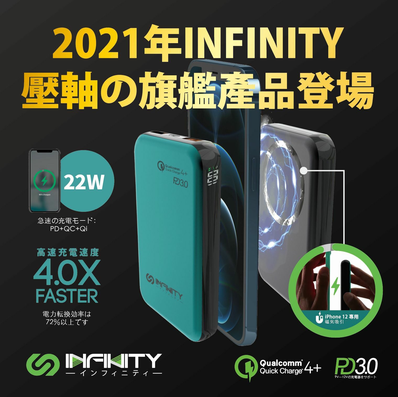 INFINITY IS12 12000mAh Magsafe 22W外置充電器