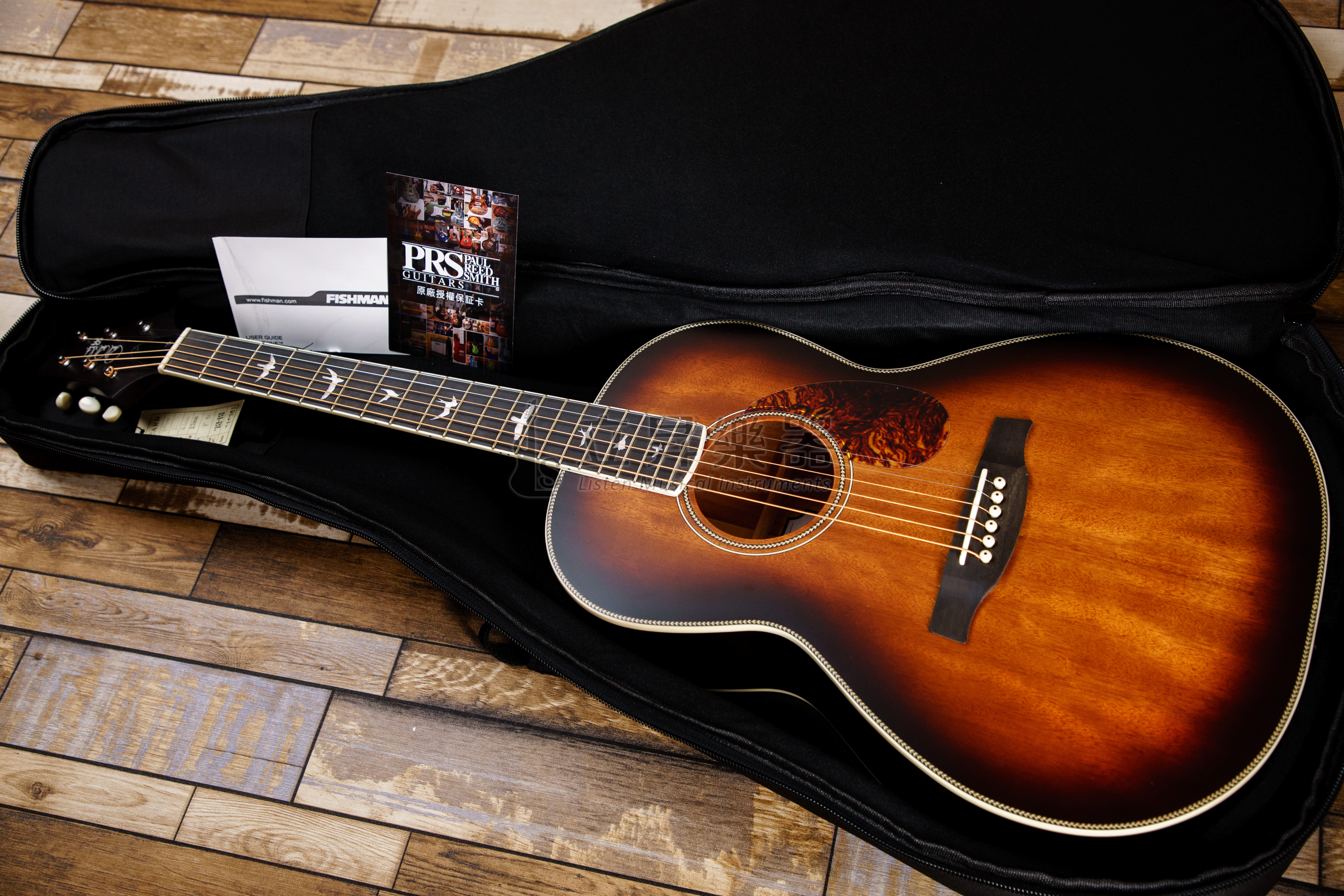 PRS PRS SE P20E TS 菸草漸層色 電木吉他 Parlor 桶身 桃花心面單板 側背板桃花心木 Fishman GT1 拾音器 附原廠厚琴袋 型號PPE20SATS 第 4 張圖片｜三峽吉他 / Bass