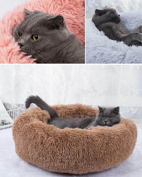 BITIANTEAM Calming Dog Bed Comfortable Cat Bed Cuddler Round Dog Pillow Bed Nest Anti-Slip Faux Fur Ultra Soft Washable for Dog Cat Joint-Relief Improved Sleep Dark Gray 24'' x 24'' 