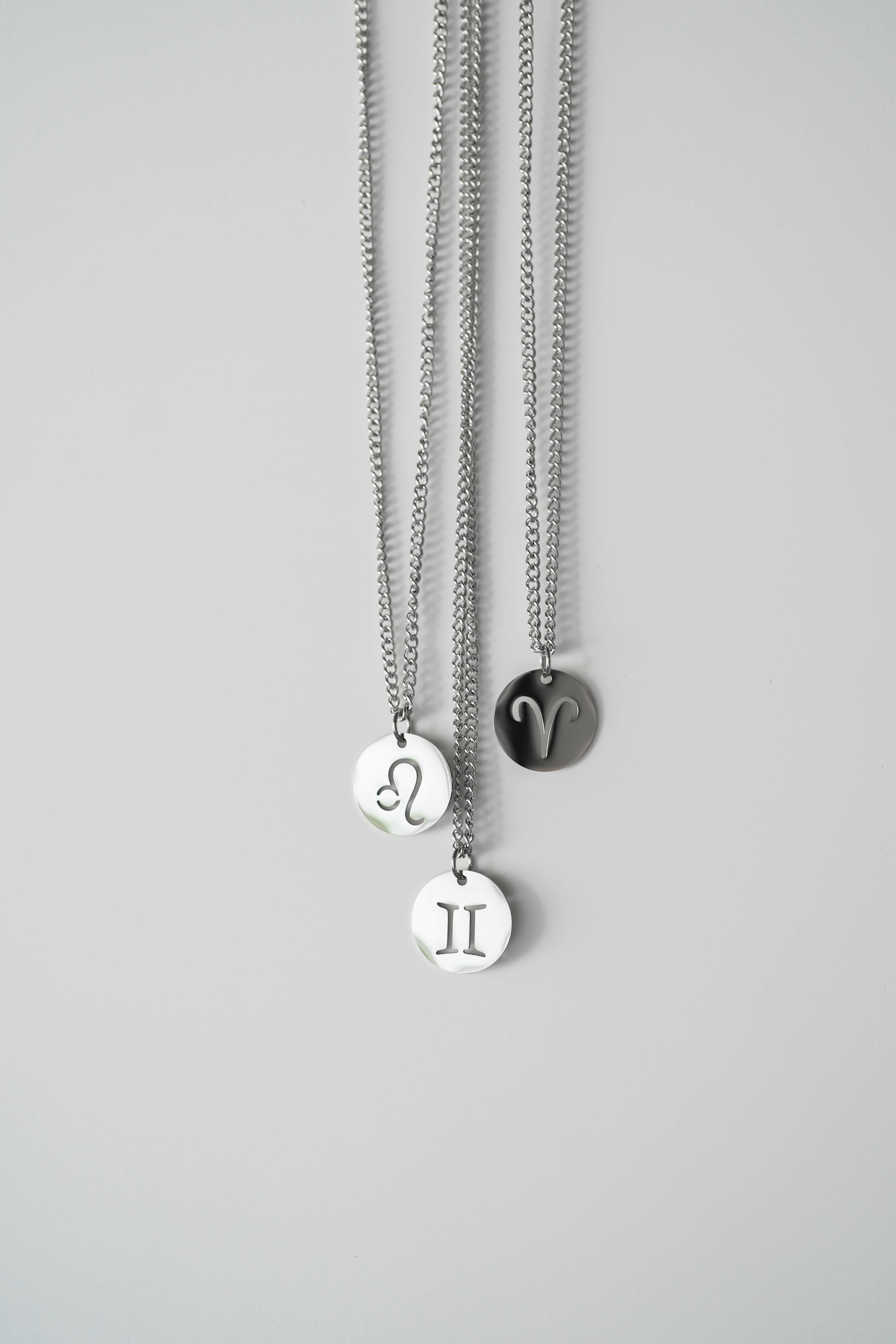 #現貨 (ACCN562) 鋼項鍊 十二星座鏤空圓牌