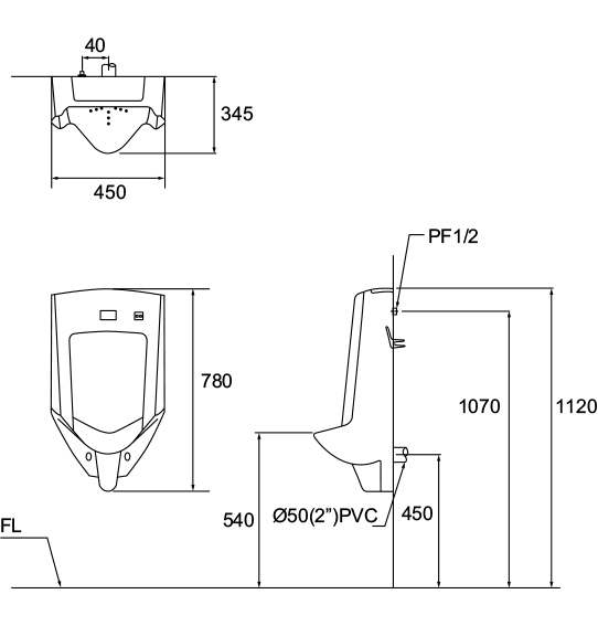 摩登 掛式便斗 U-3026 / M-272 (AC)