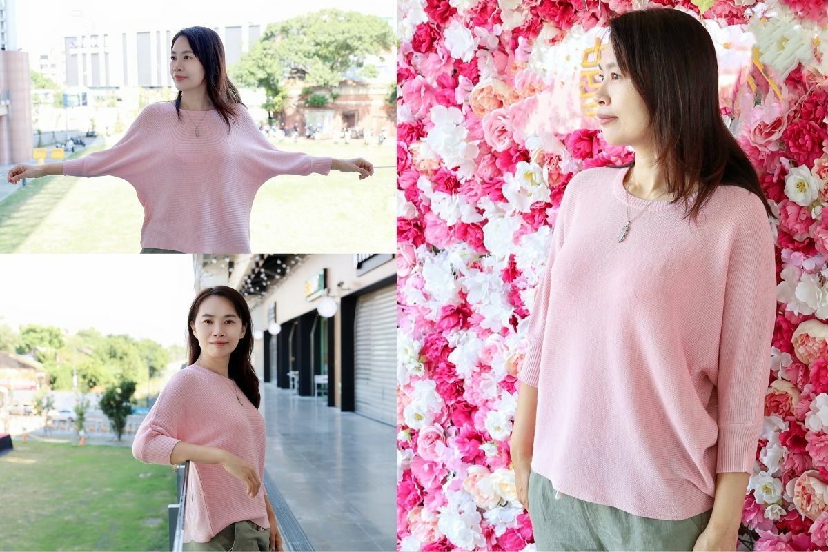 飛鼠袖針織衫-粉色