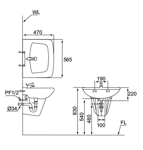 摩登 面盆 LF-365P / M-2404