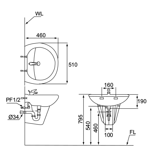 摩登 面盆 LF-352P / M-1067A
