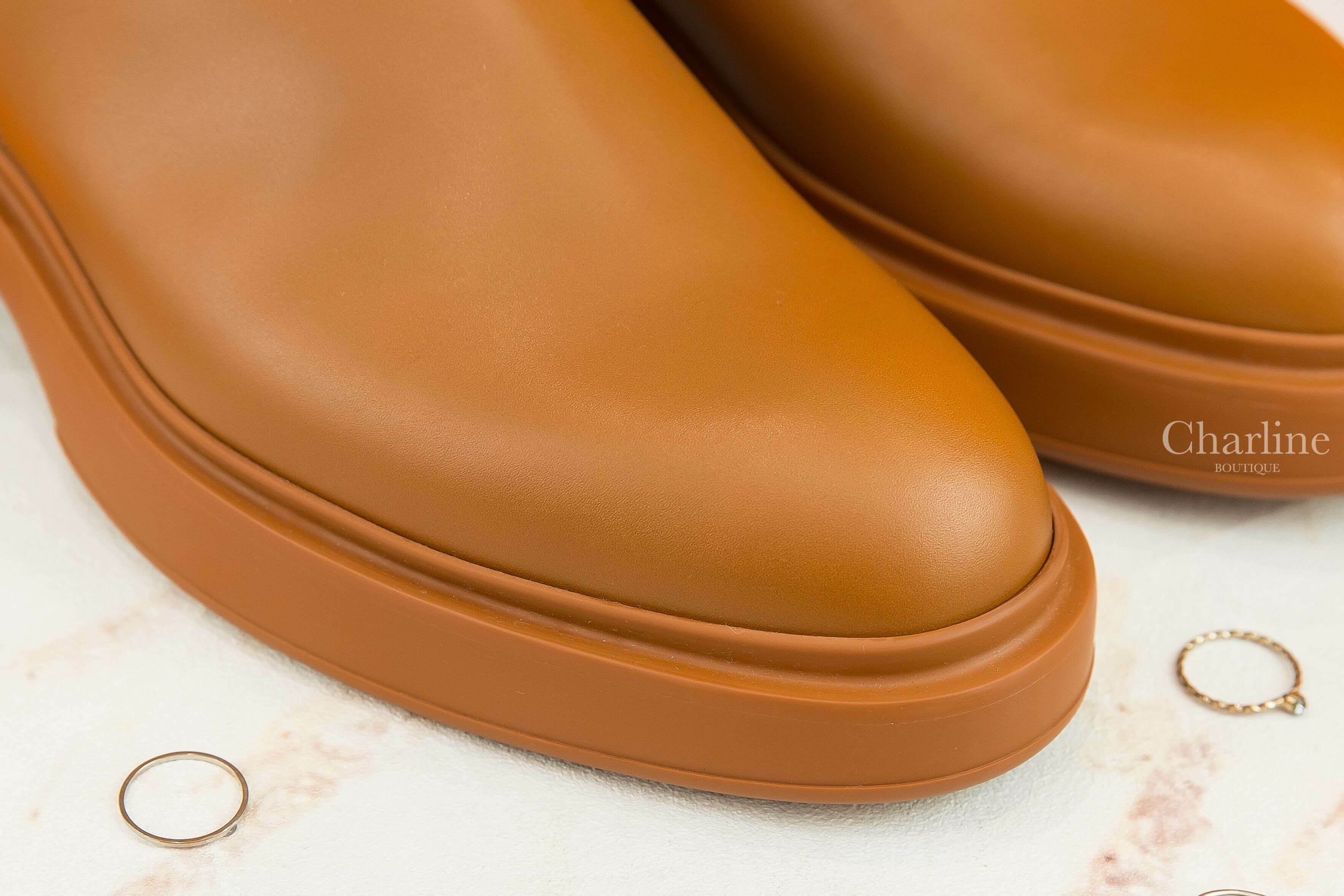 Hermès Veo Ankle Boot 自然棕色銀釦小牛皮低跟踝靴