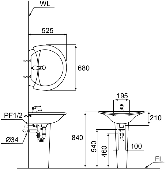 摩登 面盆 LF-368 / M-1091 WT 鍍白