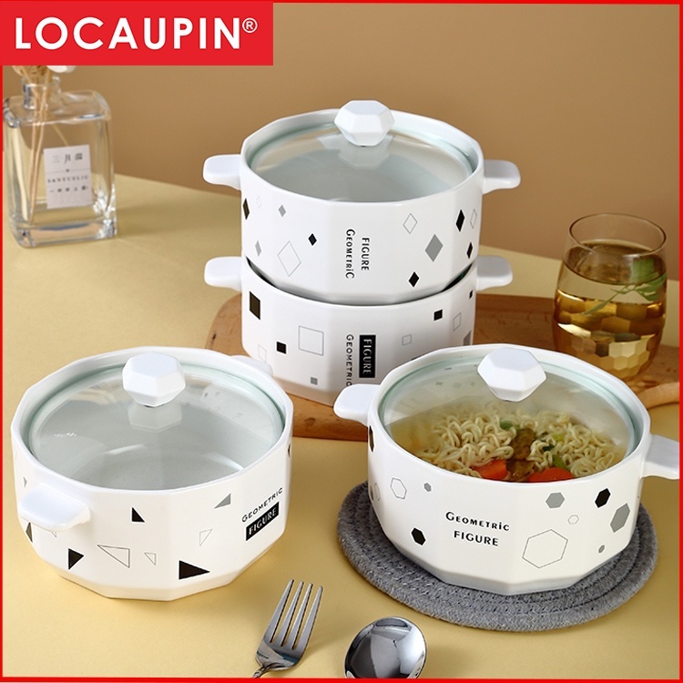 Locaupin Ceramic Stockpot Ceramic Soup Bowls With Handles Microwave and ...