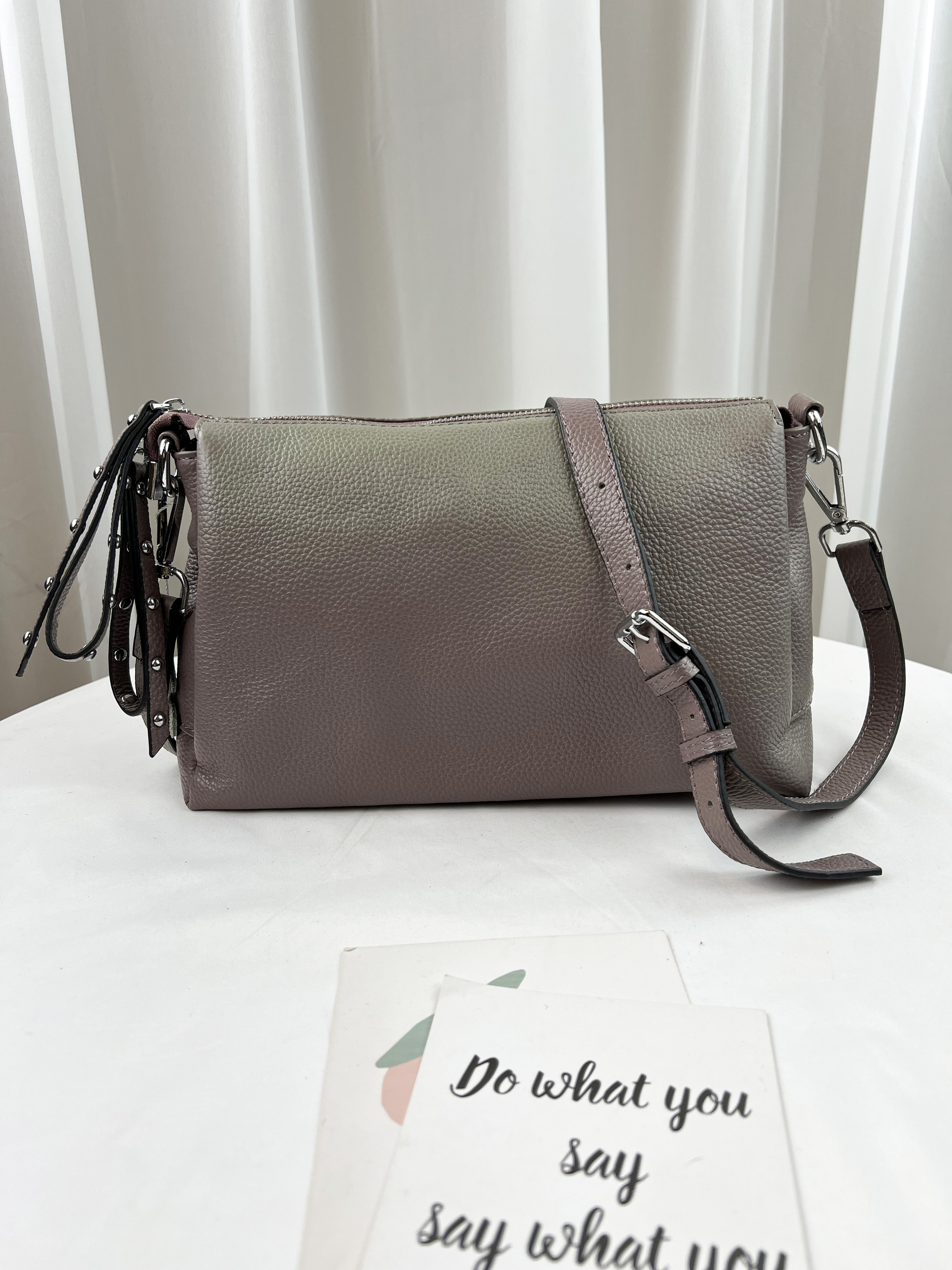 藕粉色 真皮牛皮卯丁側背包 #SM-77224