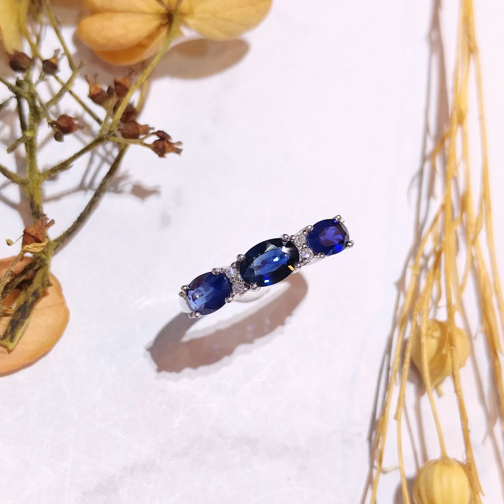 18K White Gold 1.47ct Sapphire and Diamond Ring