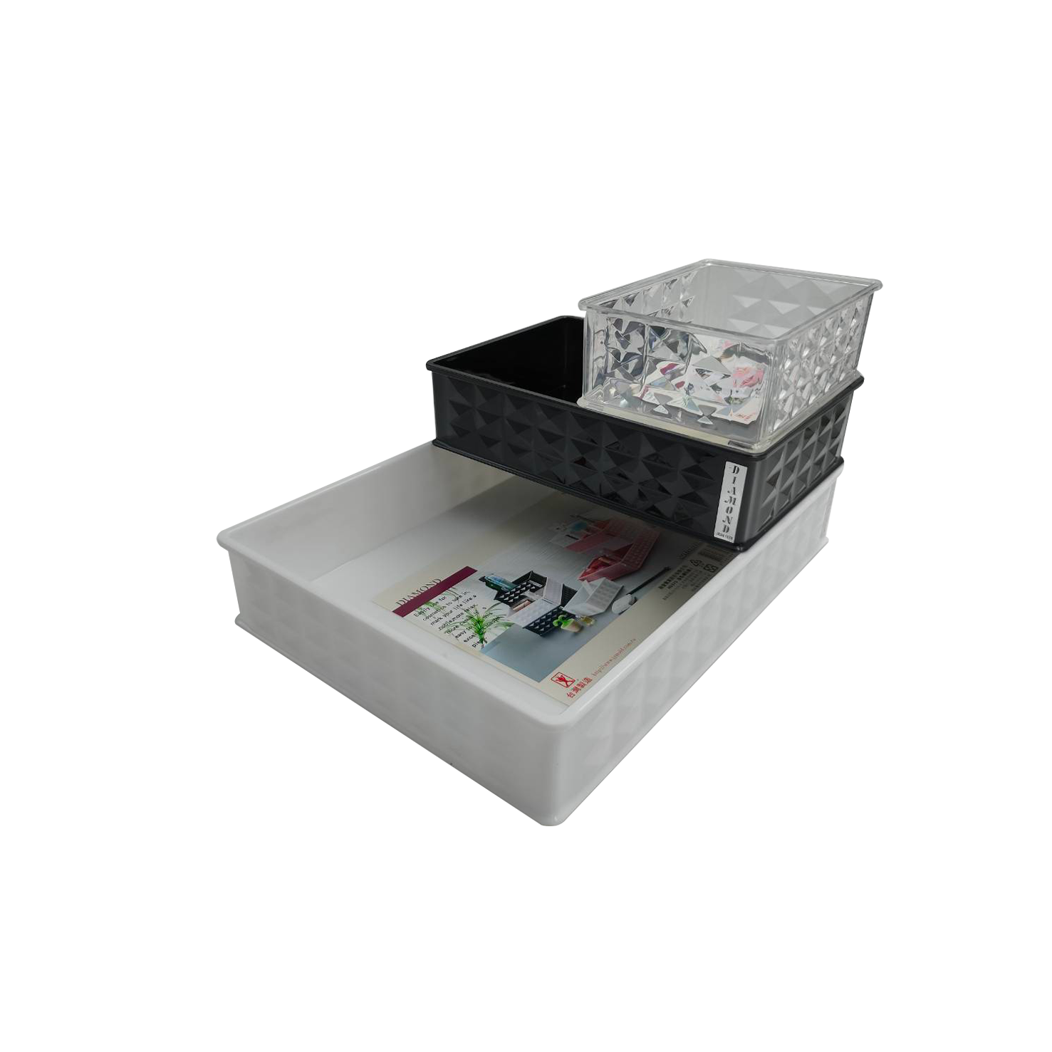 鑽石紋桌面收納盒 收納籃 置物盒 桌面收納 廚房收納 桌面整理盒 飾品盒 小物收納