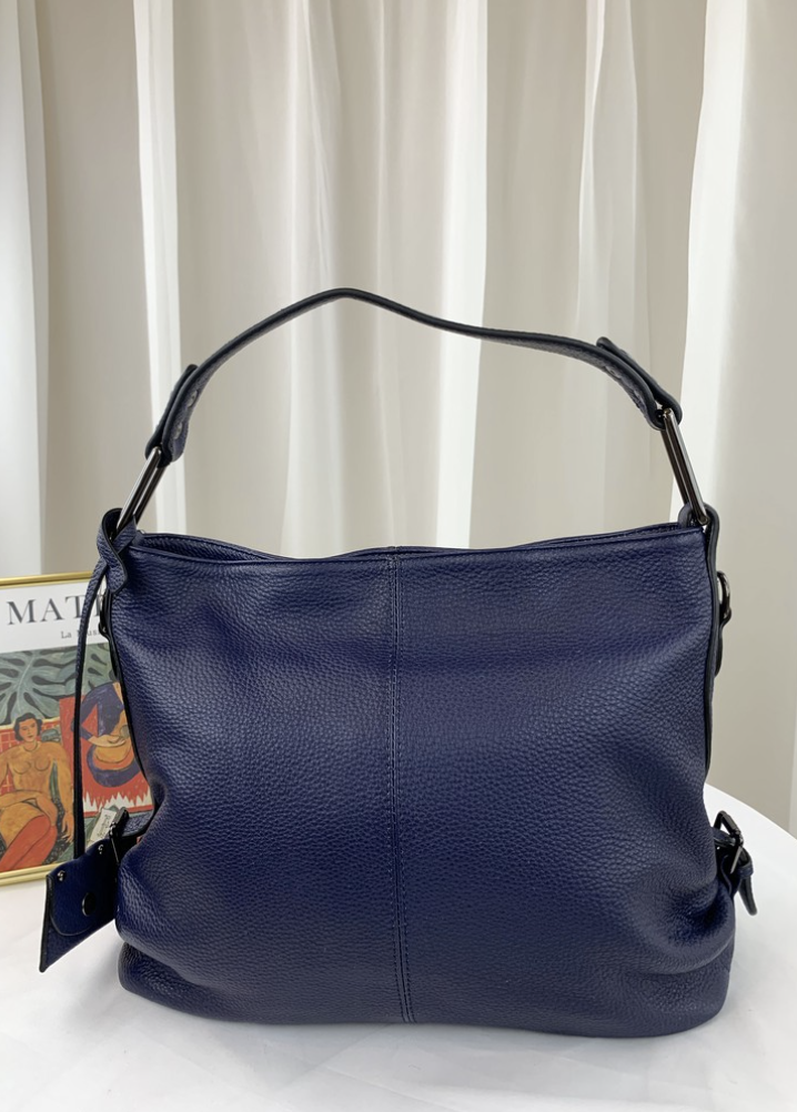 藏藍色 真皮牛皮肩背包 / 側背包 #SM-77253