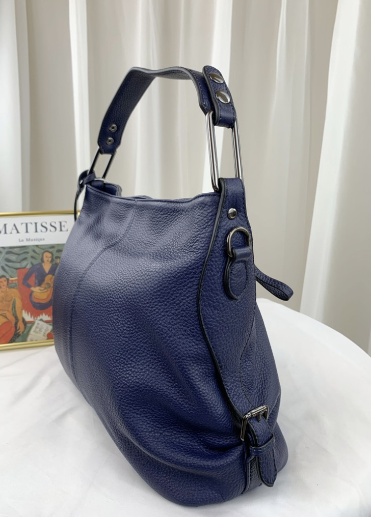 藏藍色 真皮牛皮肩背包 / 側背包 #SM-77253