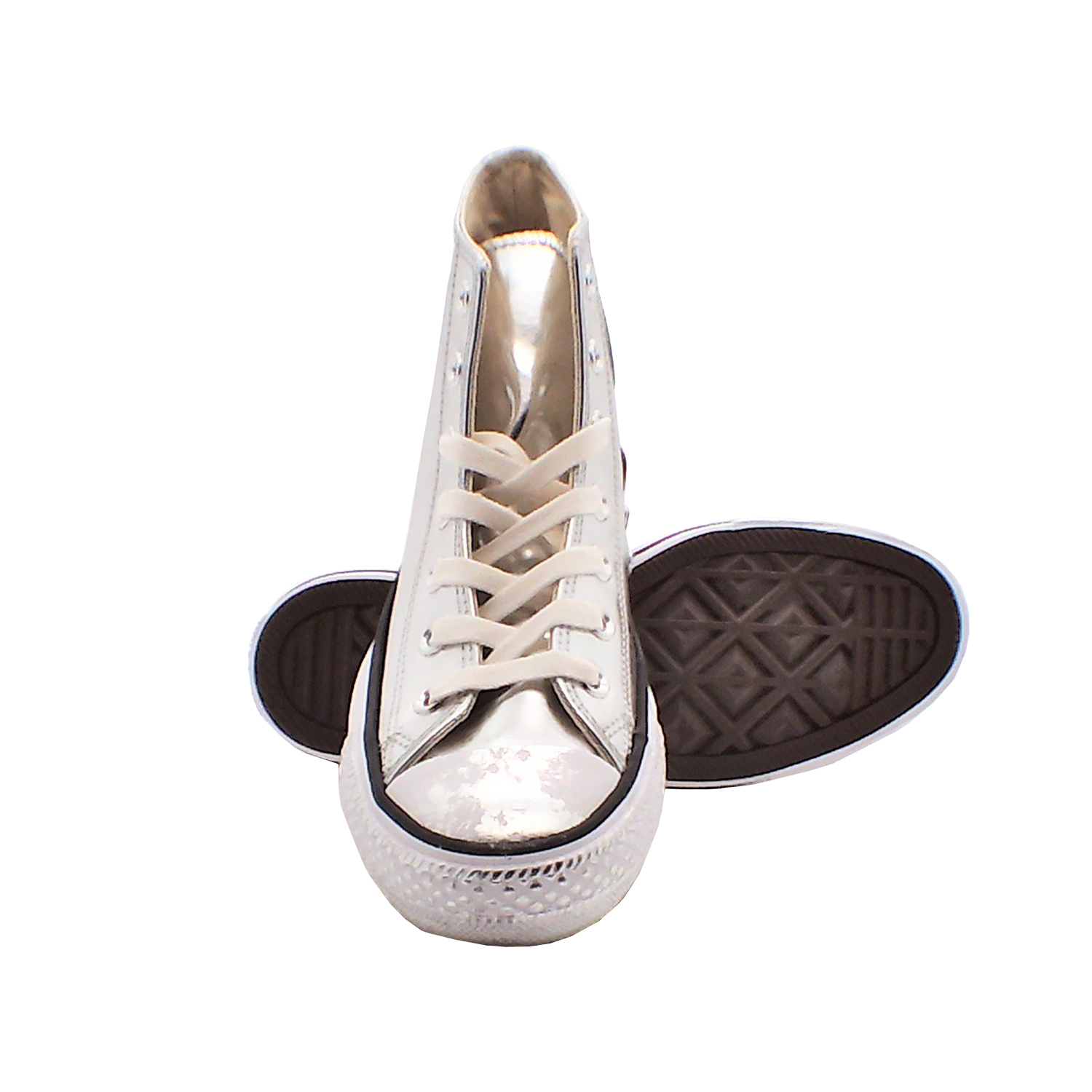 Converse - 女款漆面高幫休閒帆布鞋(銀色)