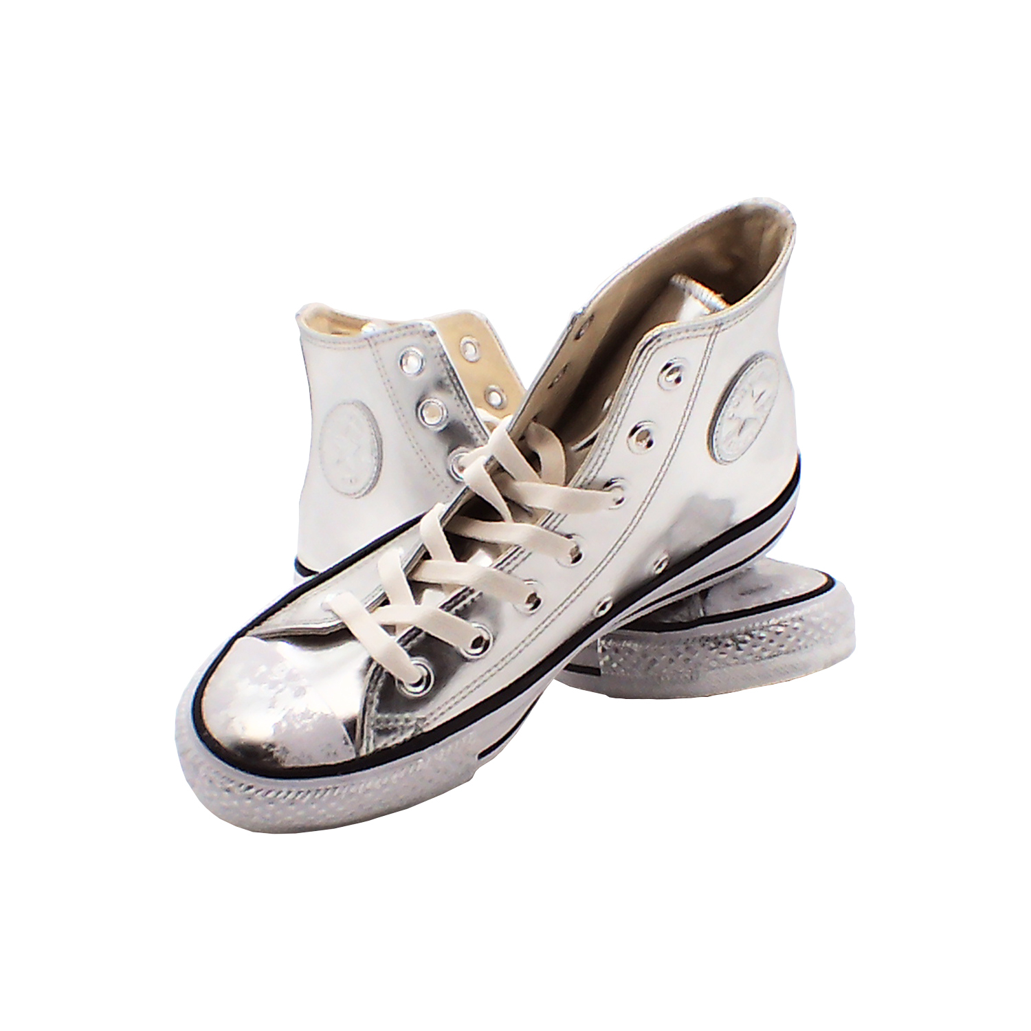 Converse - 女款漆面高幫休閒帆布鞋(銀色)