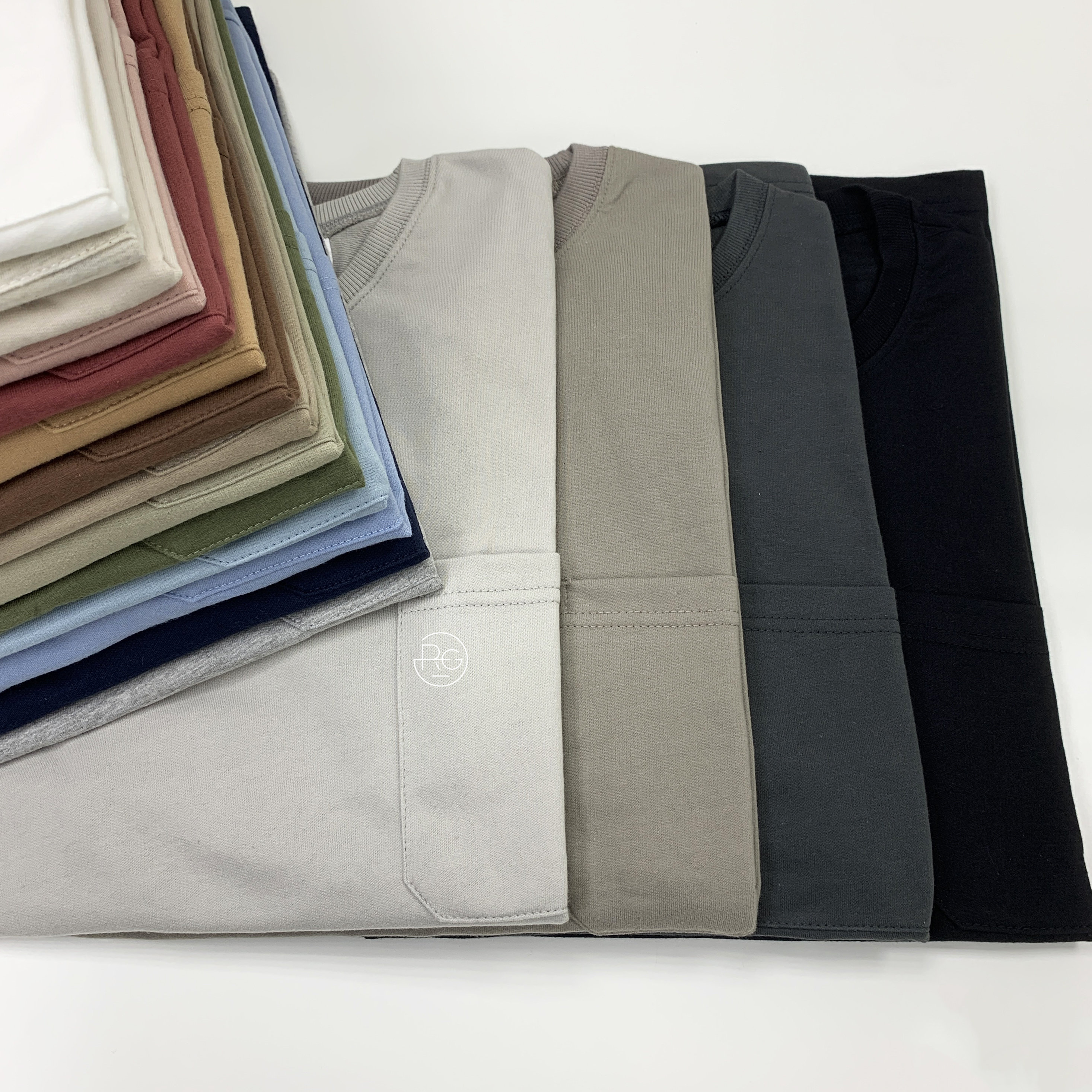 #19691 韓版細絨布素面口袋長T