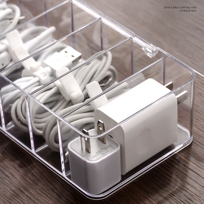 STOBOK 1 Set Data Cable Storage Box Cord Management Bins Electronic  Organizer Cord Ties for Electronics Computer Cable Clear Wire Cord  Organizer