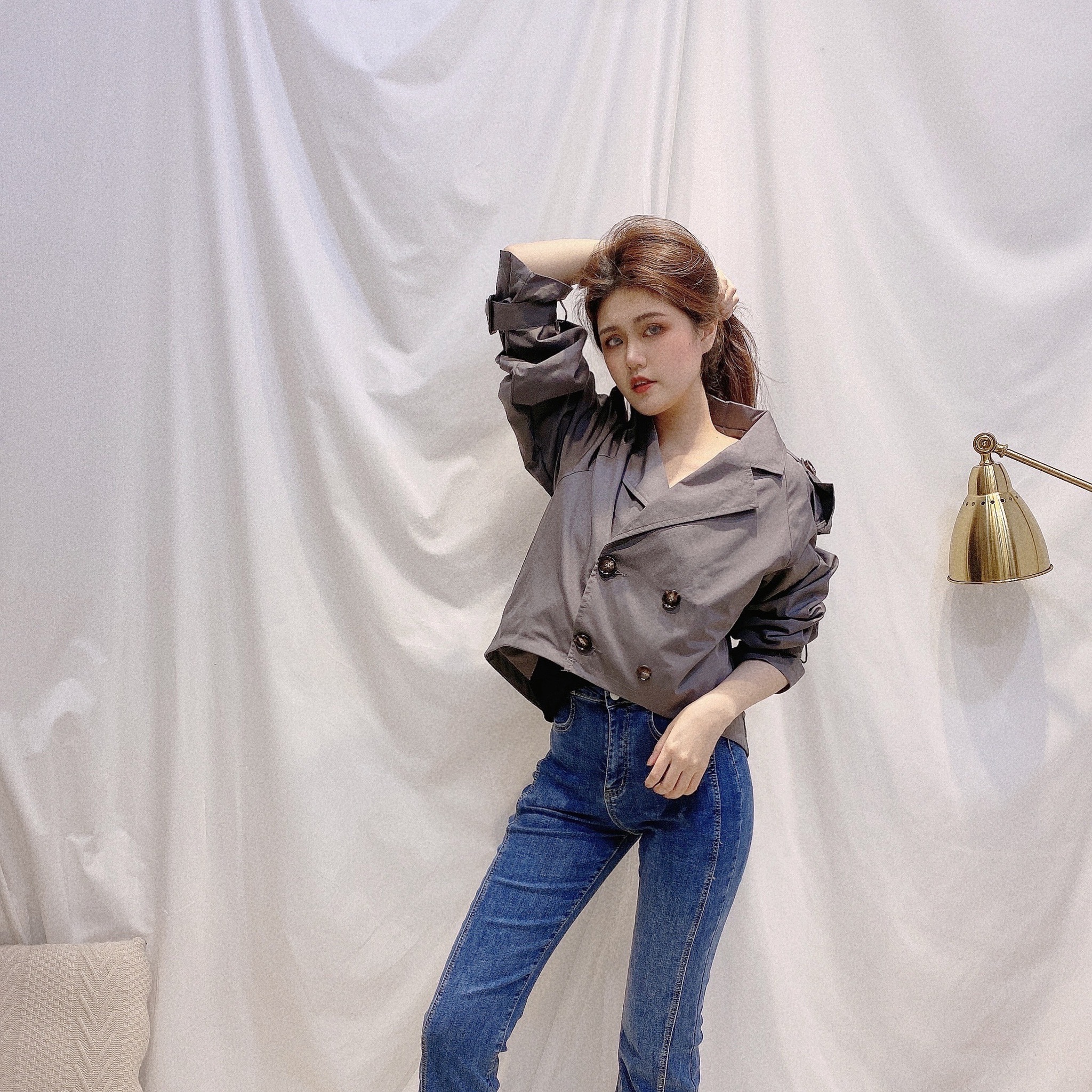 韓國質感短版風衣/二色