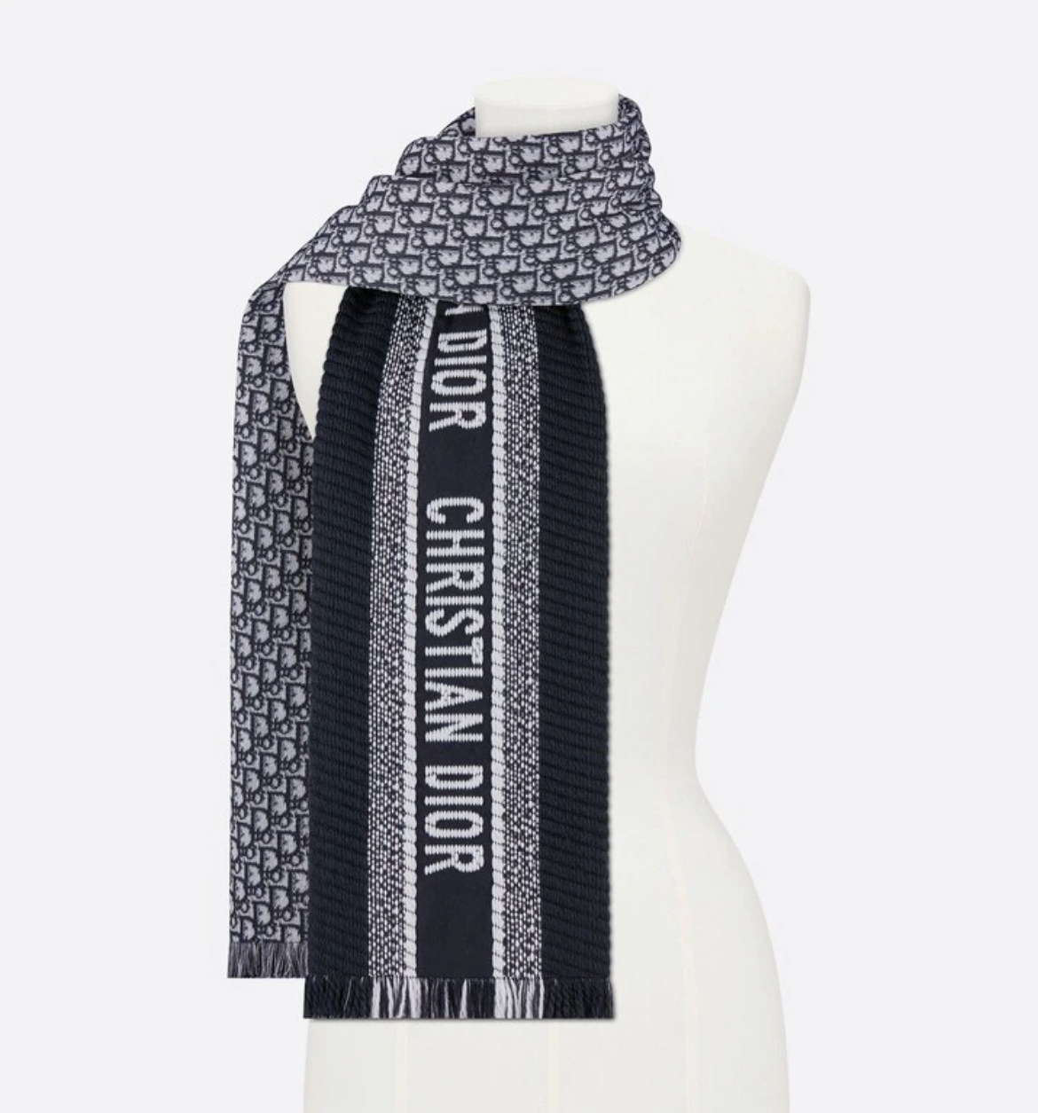 Dior - Dior Oblique Scarf Gray Cashmere - Women