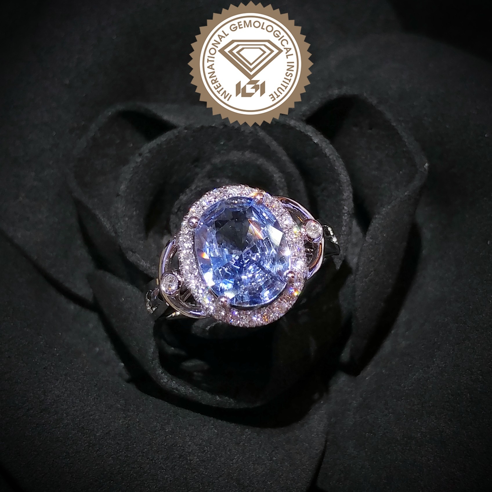 18K White Gold 2.45ct Sapphire and Diamond Ring