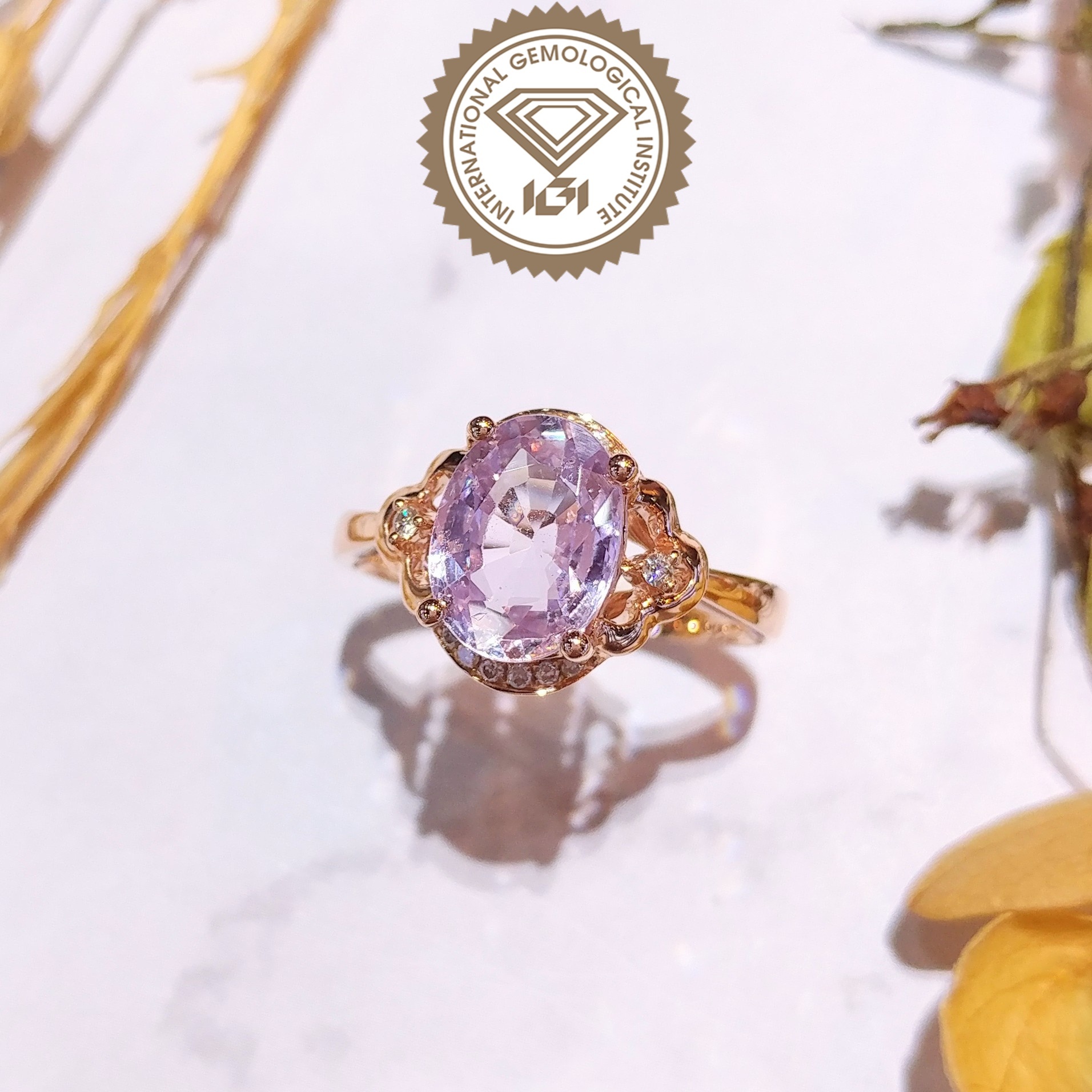18K Rose Gold 2.26ct Sapphire and Diamond Ring