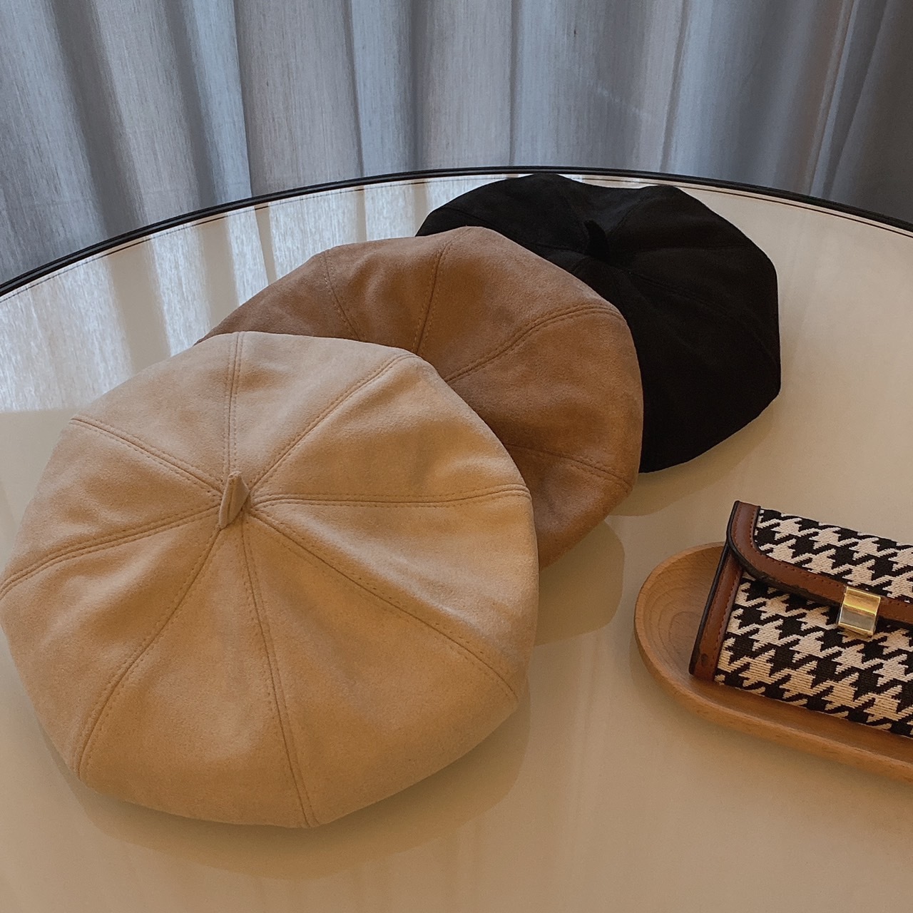 麂皮八片畫家帽/三色