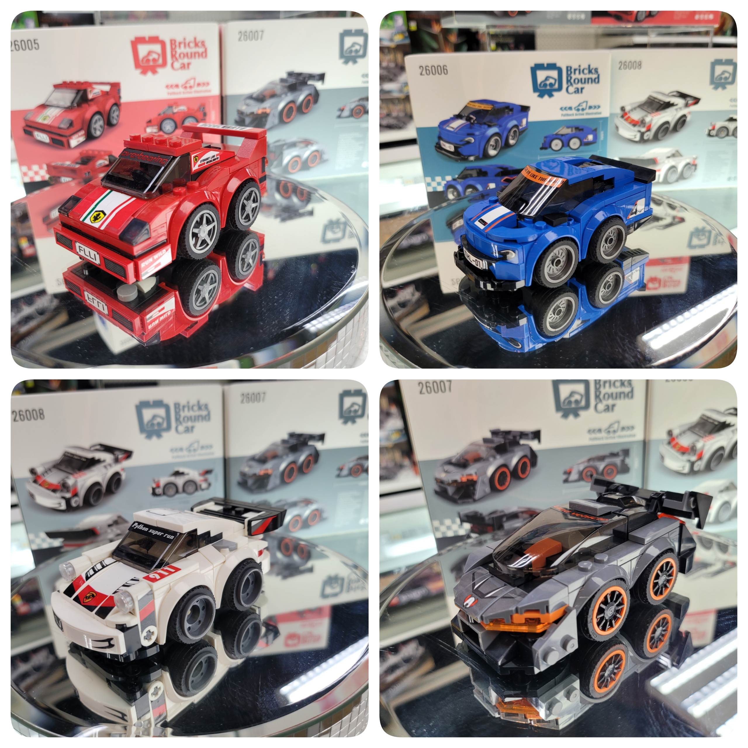 Brick Round Car Q版 回力積木跑車  (一套4款)