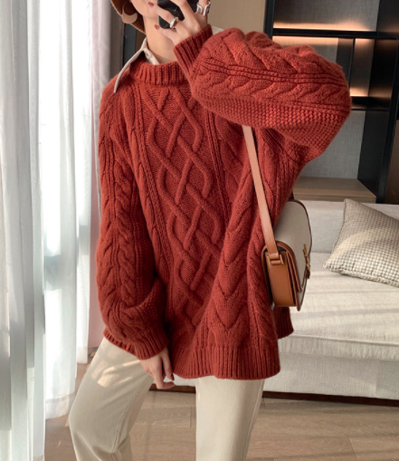 ᴷᴼᴿᴱᴬ 🇰🇷   <現貨>粗針織慵懶風寬鬆麻花紋上衣