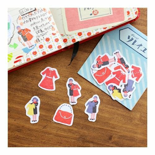 置裝女孩 和紙貼紙包(20 枚)｜日本古川紙工