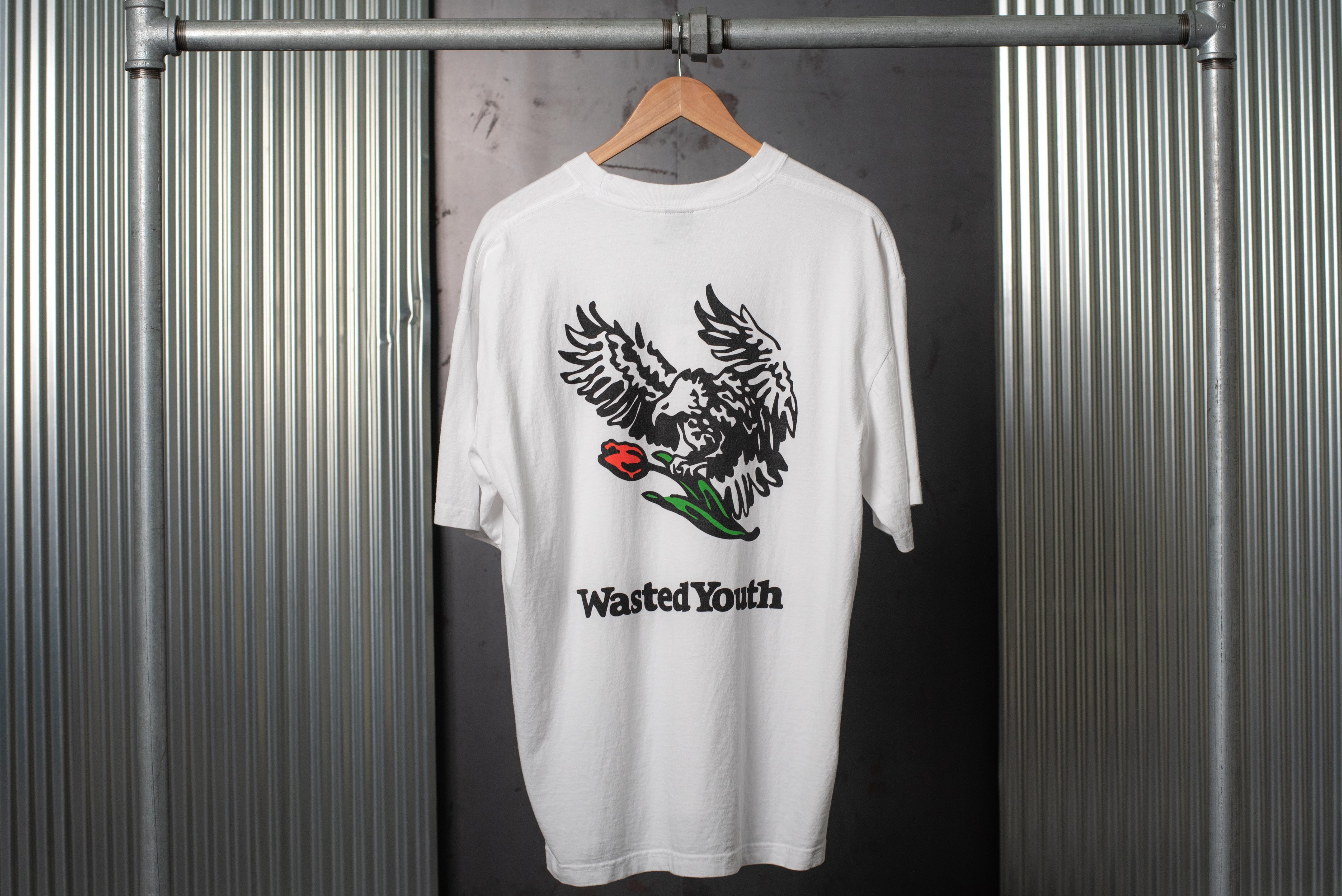 xL ☆ wasted youth eagle t shirts white-