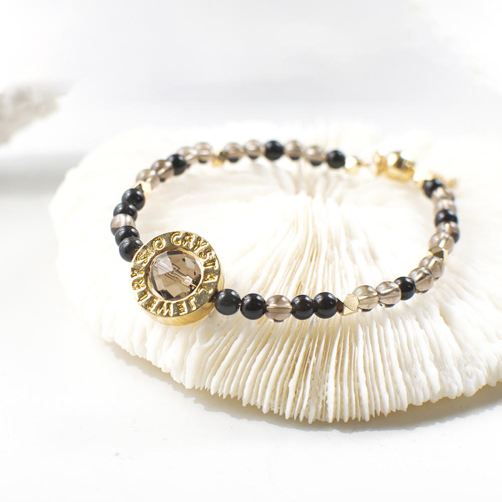 磁吸手鍊【芭絲特】黑曜石茶晶手鍊