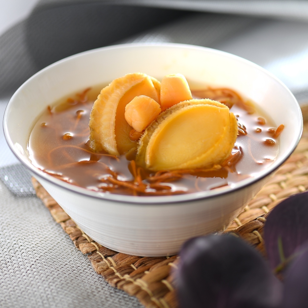 鮮鮑魚元貝蟲草花湯