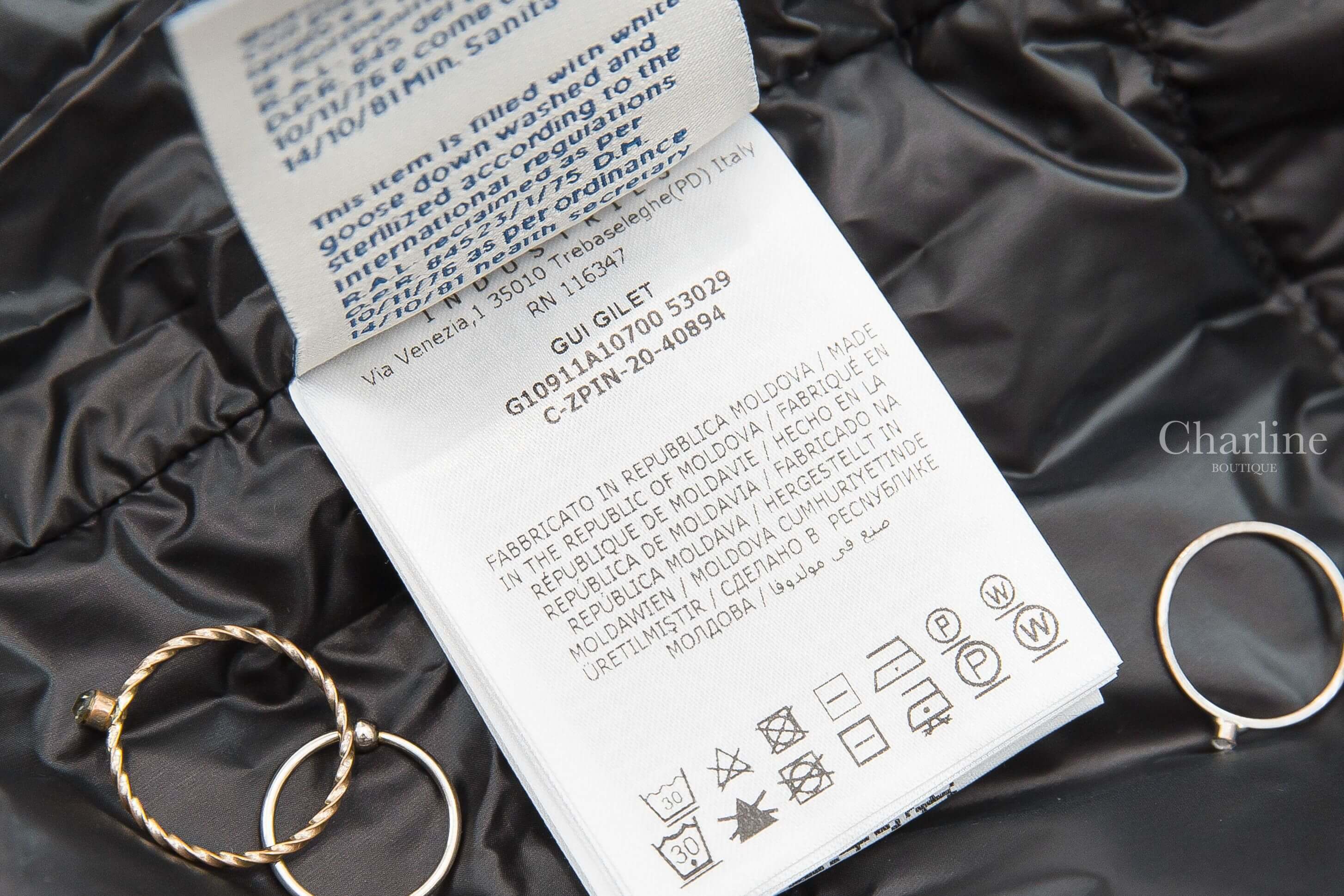 Moncler Gui 黑色小立領拉鍊口袋亮面羽絨背心-Charline Boutique 精品代購