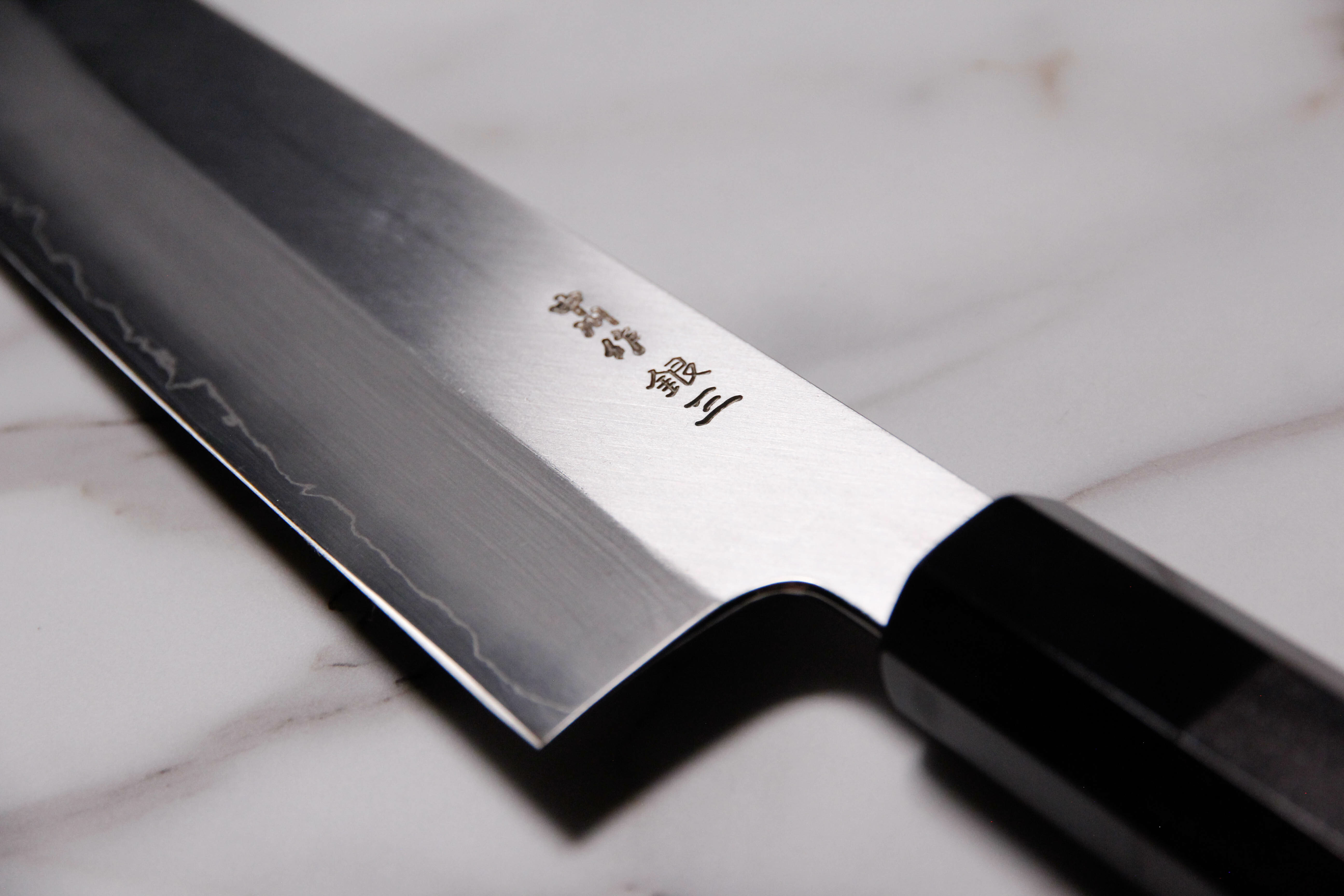 中川悟志銀三鋼牛刀240mm 黑檀木黑水牛柄