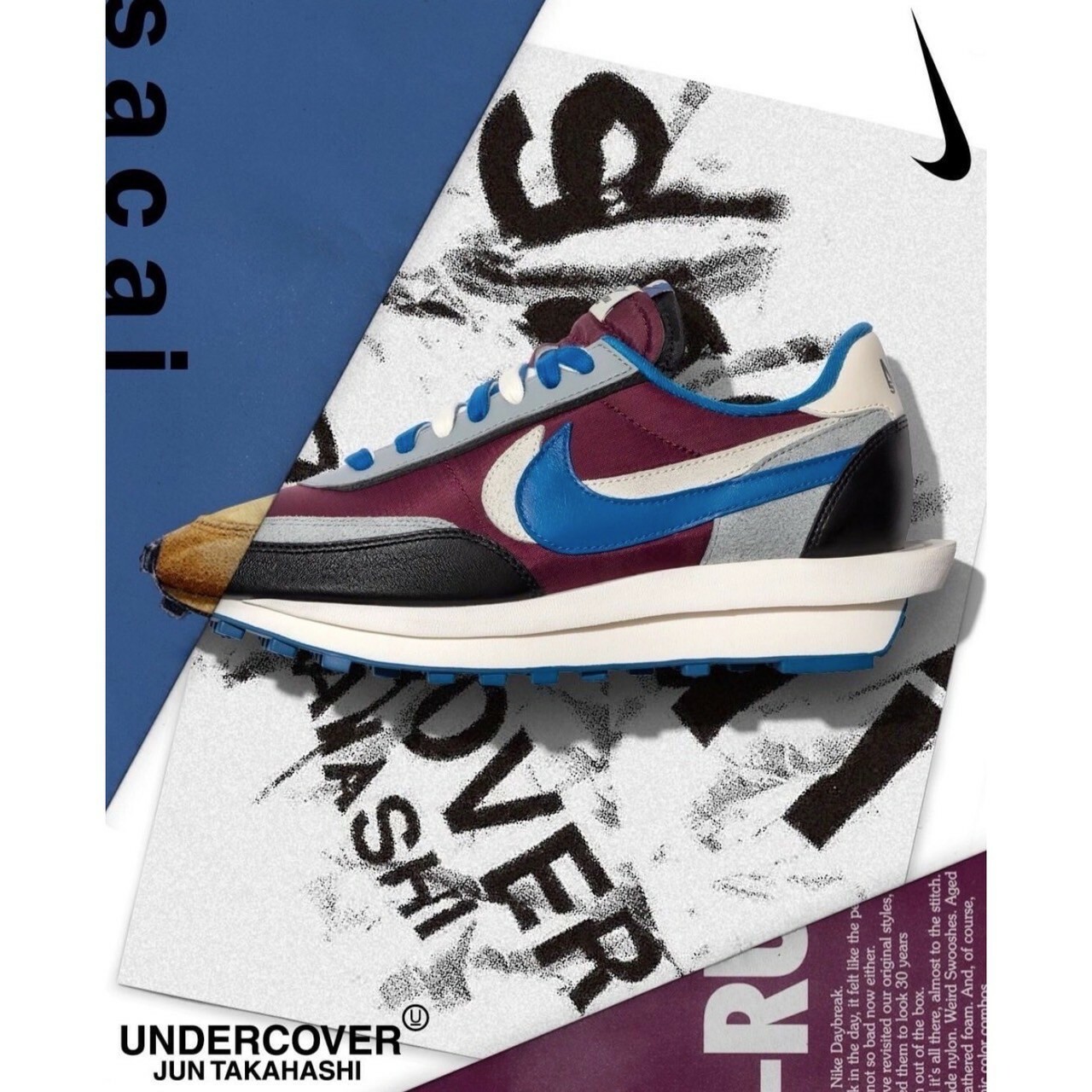 UNDERCOVER x Sacai x Nike LDwaffle 黑黃/紅灰/灰藍紫聯名限定解構鞋