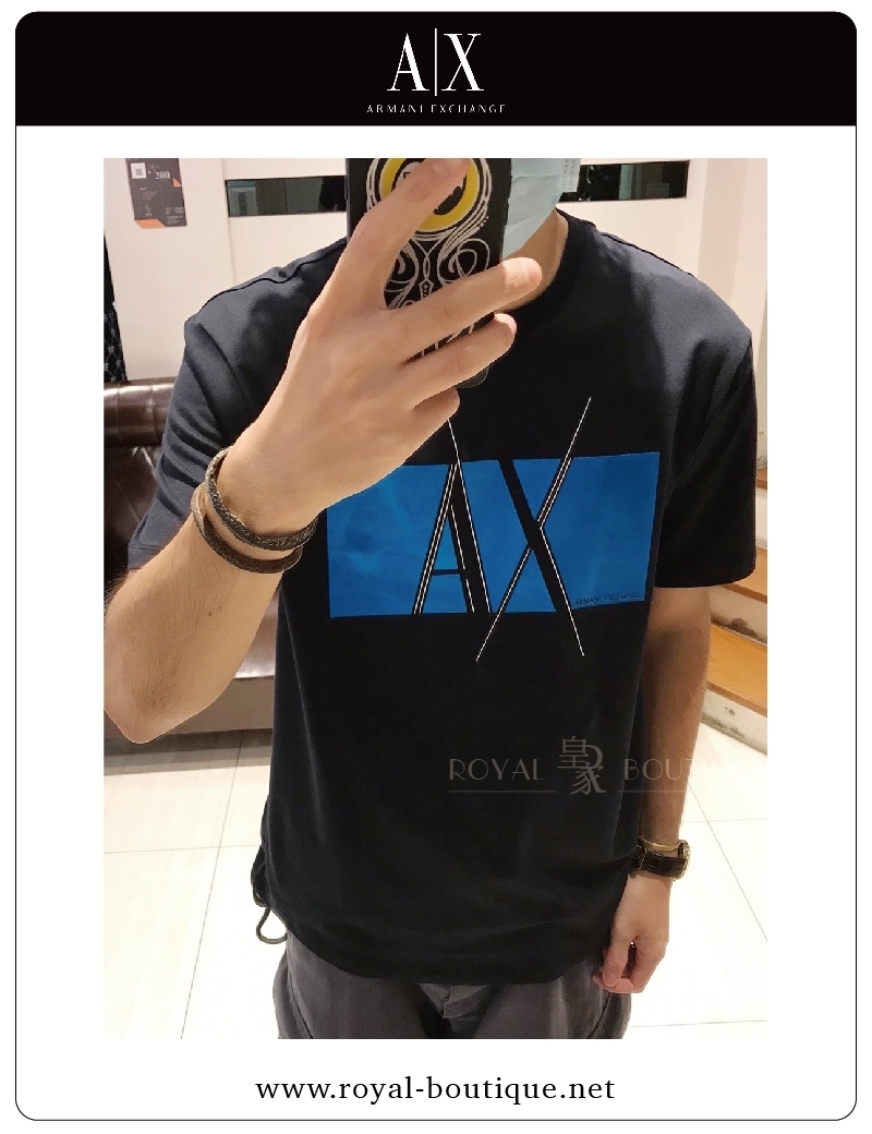 Armani Exchange 胸口AX大LOGO膠印圓T