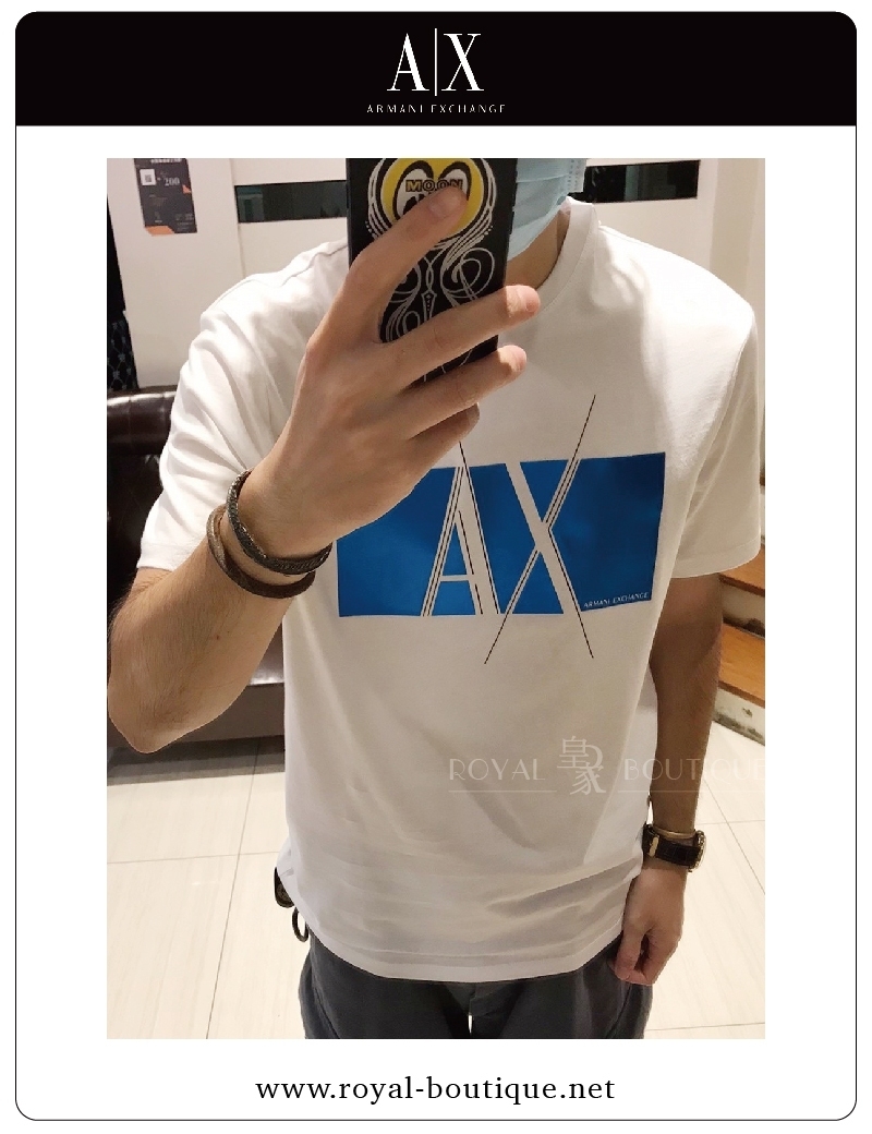 Armani Exchange 胸口AX大LOGO膠印圓T